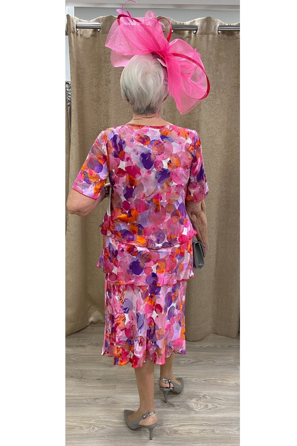 Allison Circle Print Silk Dress Orange 4797