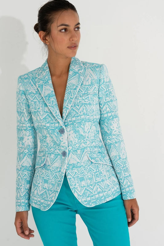 Bariloche Jacquard Fabric Solar Blazer Turquoise Solar