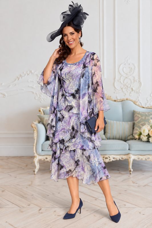 Dressed Up by Veromia Printed Two Piece Purple/Blue - DU128