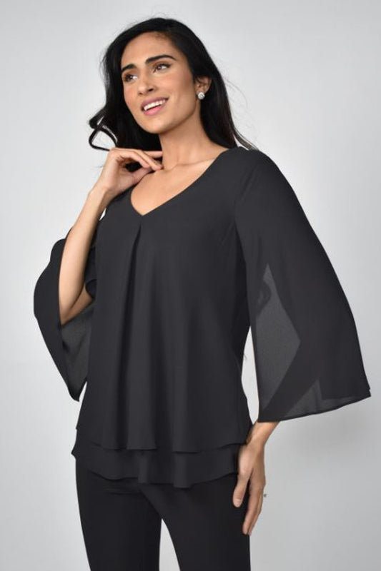 Frank Lyman Double Layer Chiffon Blouse Black 176335