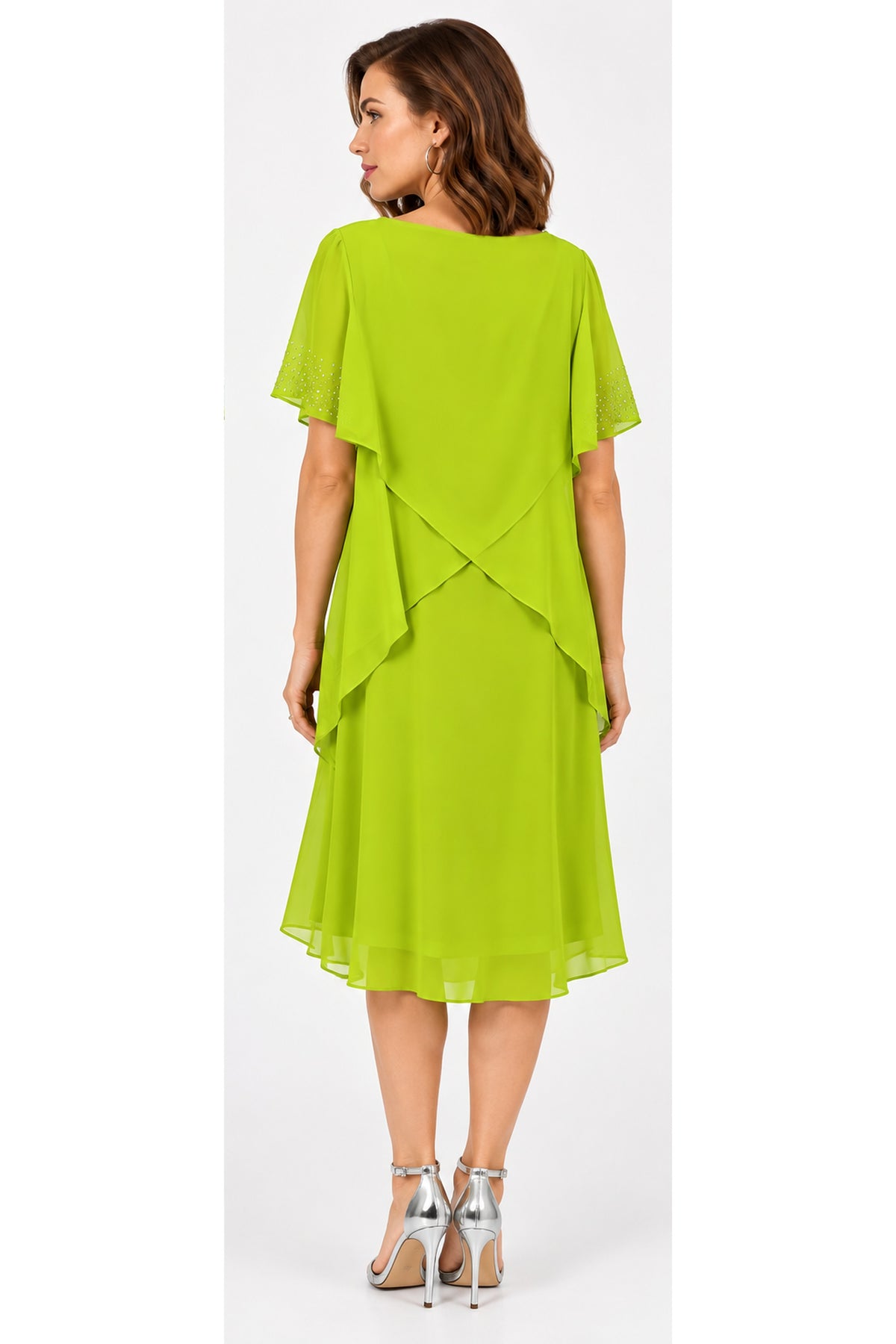 Godske Layered Diamanté Detail Dress Lime 48011-4086-8200