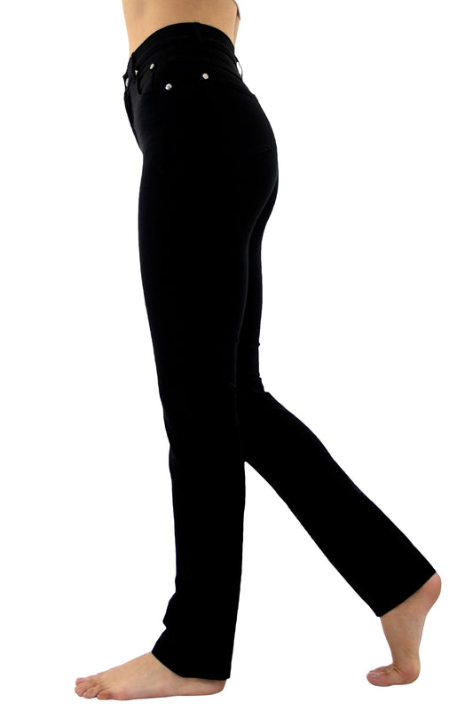 Marble Slim Full Length Straight Leg Jeans Black 2403-101