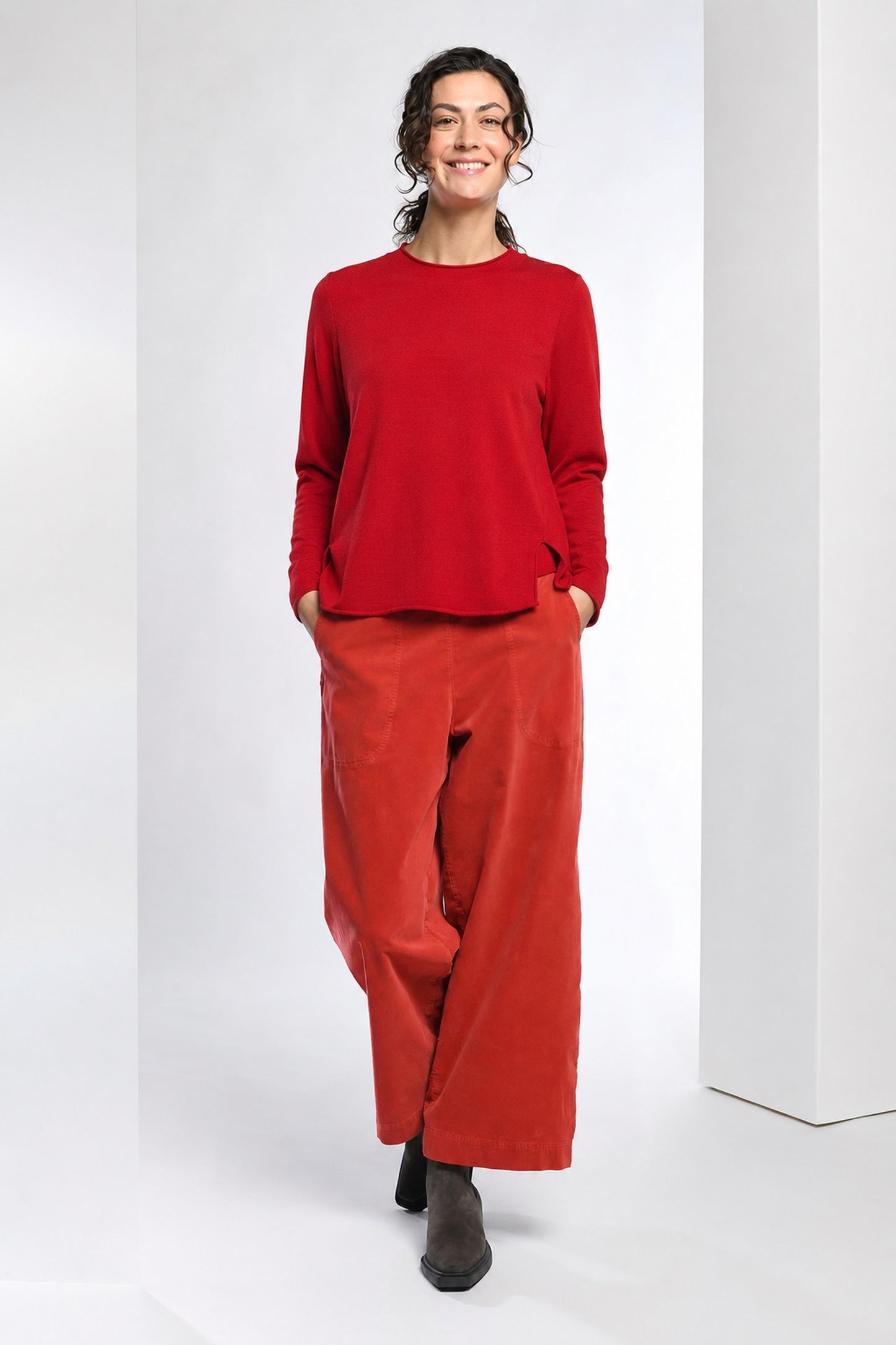Vetono Split Hem Sweater Deep Red 9633-025-518