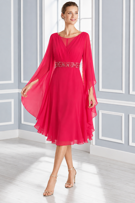 Couture Club Cape Sleeve Dress Fuchsia - 7G119