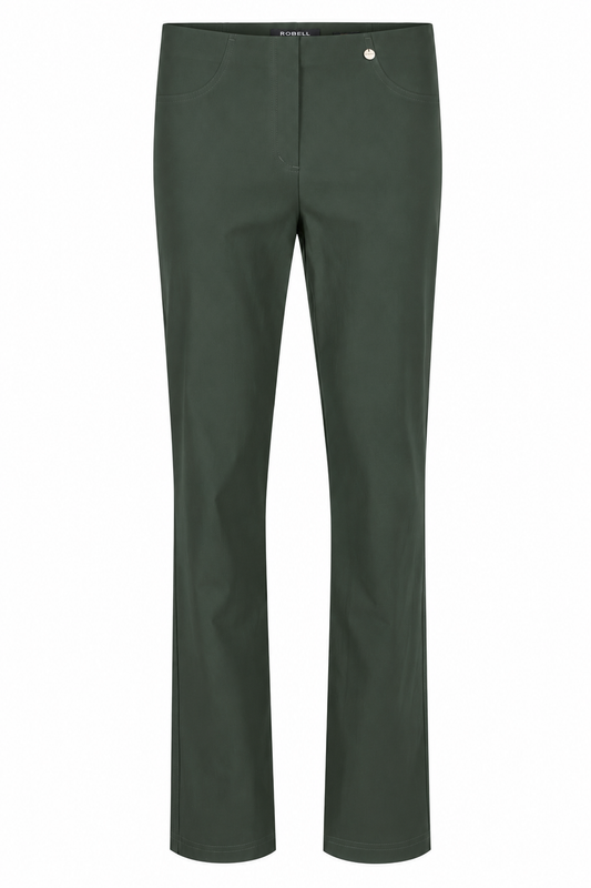 Robell Bella Fleece Lined Short Length Trousers Dark Green 51559-54025-189S - 29" Leg